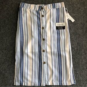 Da-sh linen blend button front striped skirt size medium